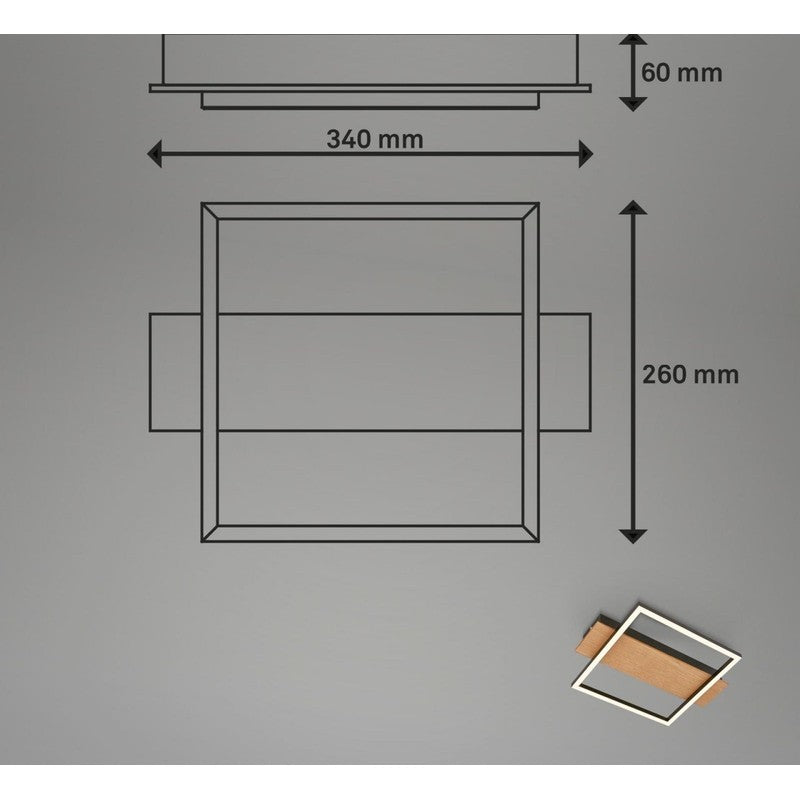 Kada Plafón LED 34x26 cm 14w 1400lm madera negra