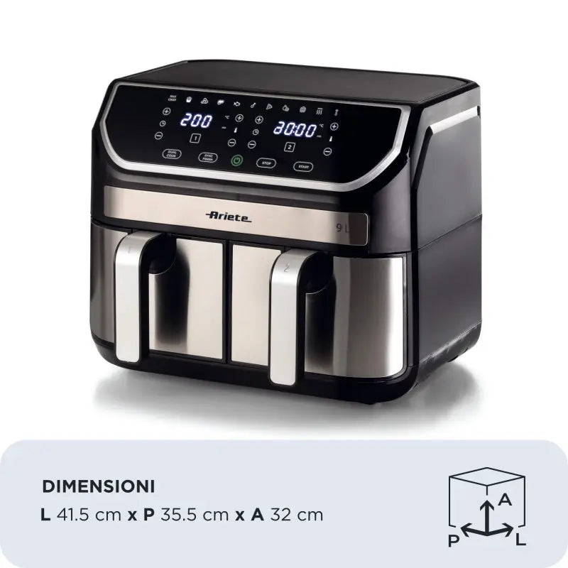 Ariete friggitrice ad aria 9l doppio cestello