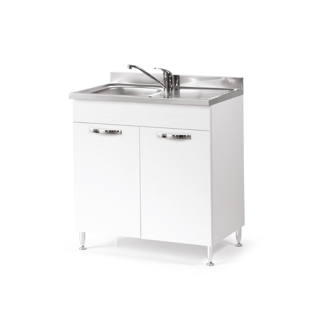 Kitchen Sink Base Cabinet, Ash White, 2 doors, 80x50xH 85 cm