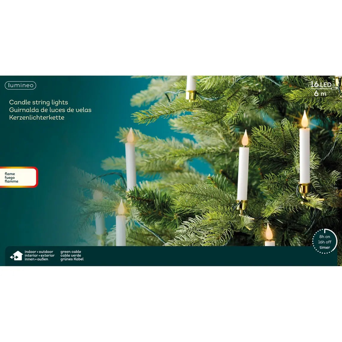 Catena luminosa LED con candele H13,5 cm da esterno