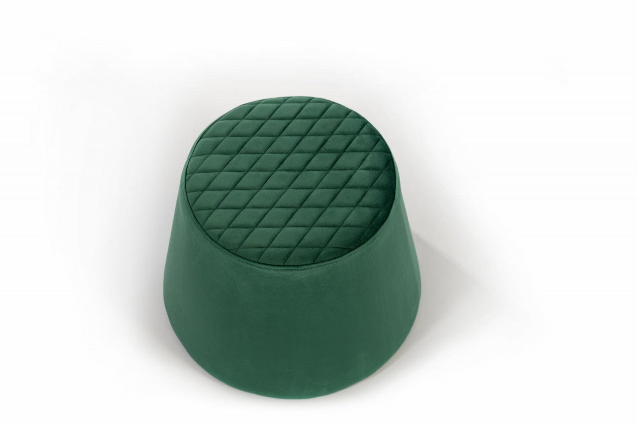 Velvet Green Metal Pouf - 46.5 x 46.5 x 33 cm
