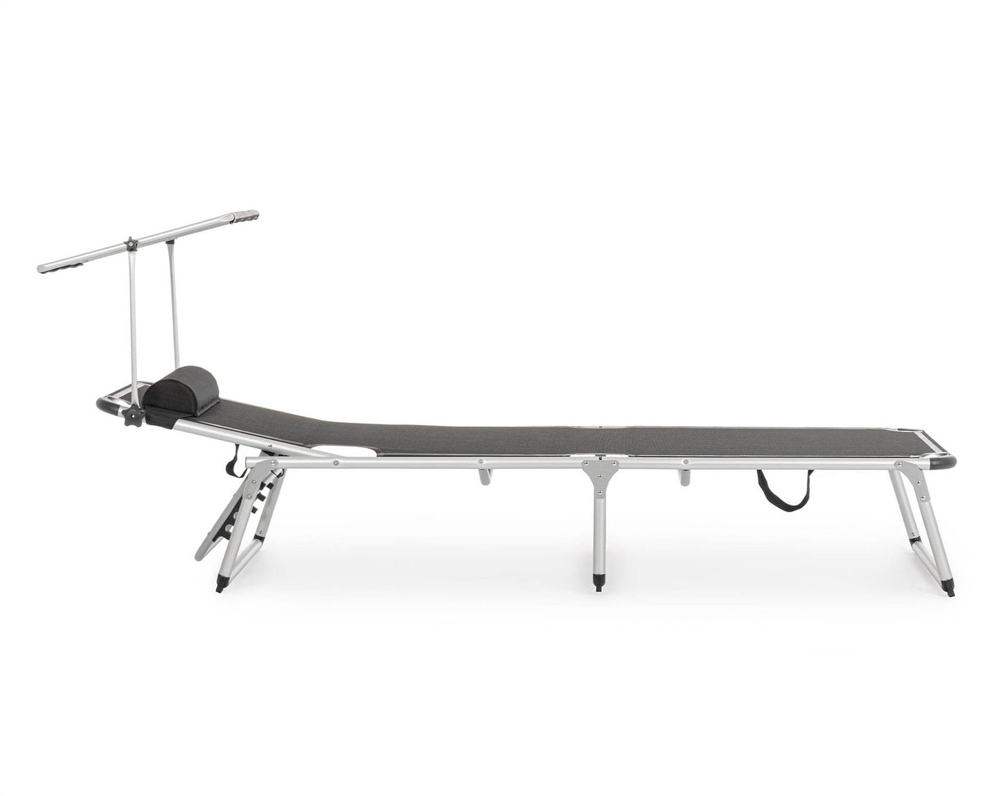 Folding Sun Lounger with Canopy - 58a x 193b x 76h cm