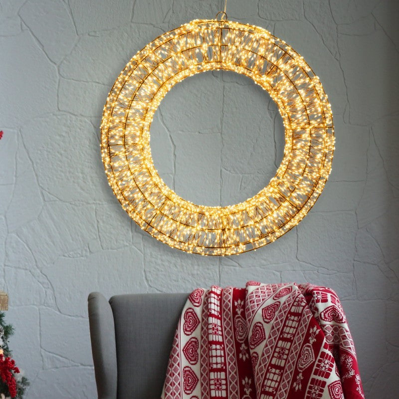 Corona Marrone 3D ø55cm 3000 MicroLED FlashLED Diamond bianco caldo