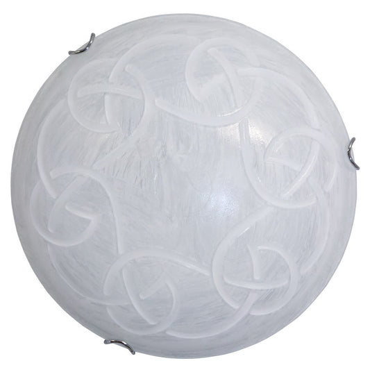 Ceiling Lamp 2xE27 with Hooks in Chrome and White Scratched Glass.