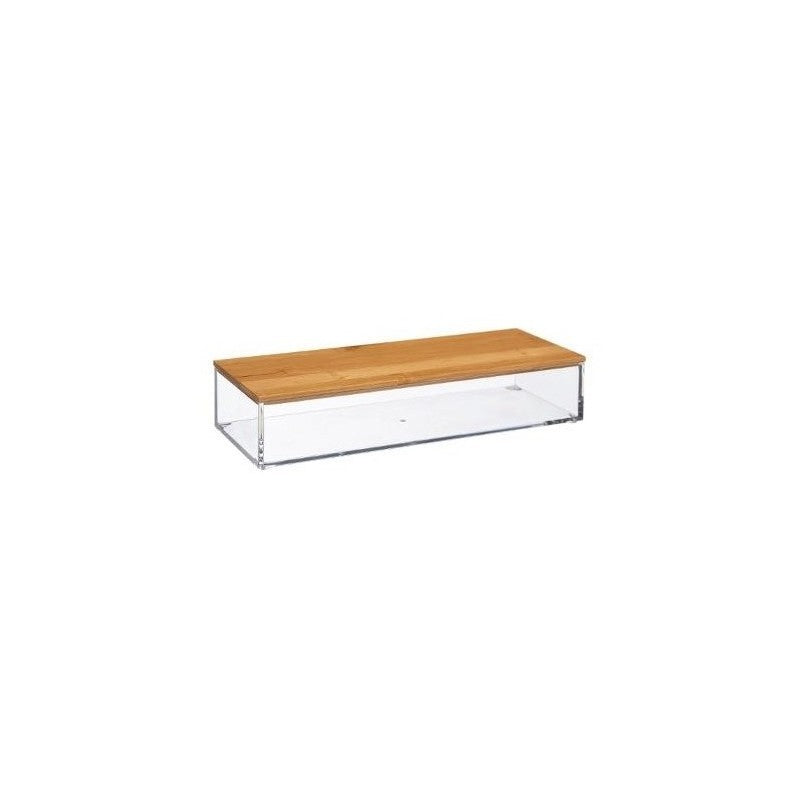 Rectangular kitchen container with bamboo lid 25.6x9.6x h5.5 cm