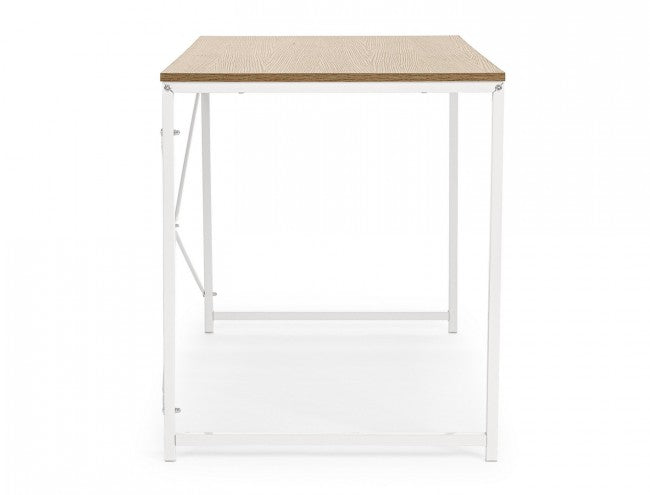 Escritorio urbano industrial estructura de metal blanco 120x60xh.70 cm