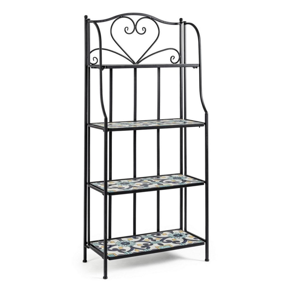 Positano-Bücherregal aus Metall im Landhausstil mit 4 Regalen, cm 57 x 28 x 133 h, Iperbriko