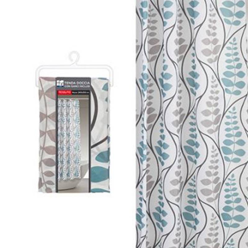 Feridras geometric floral style shower curtain 240x200 in fabric.