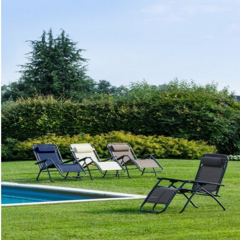 Grey Outdoor Deck Chair with Dimensions 65x176x80 cm