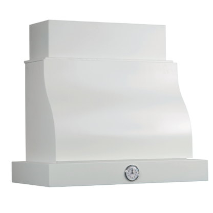 OPENABLE white rustic kitchen hood with 90 cm wooden frame