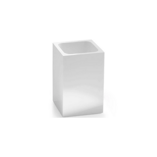 Zahnbürstenhalter aus glänzend weißem Harz.