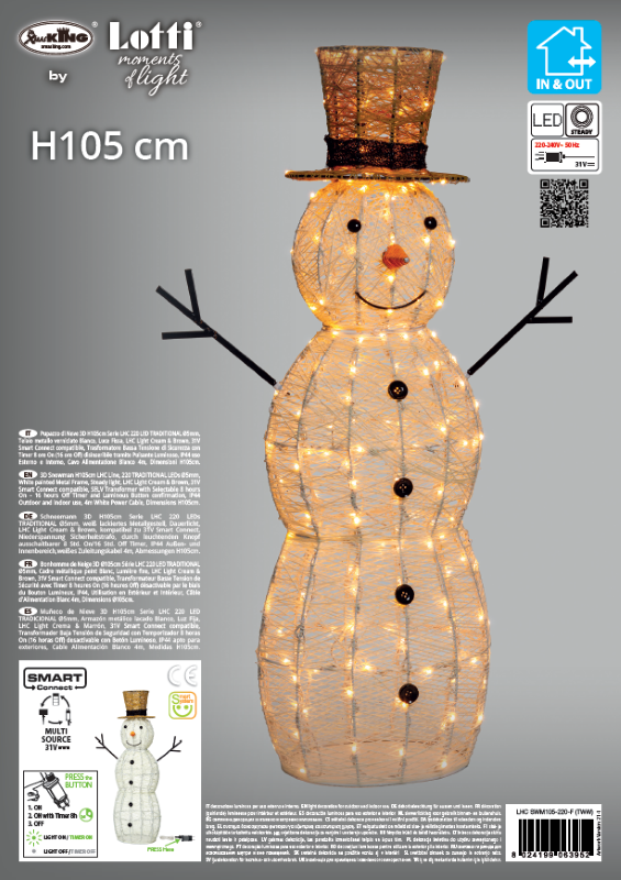 Schneemann führte 3D H105 cm 220 LED-Serie