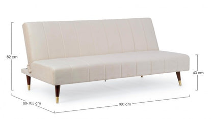 Alma sofa bed 3 seats velvet effect 180x88x82h cm
