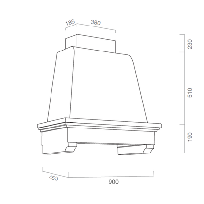 Campana extractora MEMORY en acero inoxidable plateado y estructura de madera de fresno blanco de 90 cm