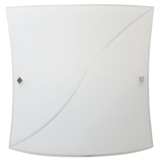 Ceiling Lamp 1xE27 White Frame Glass White Plate