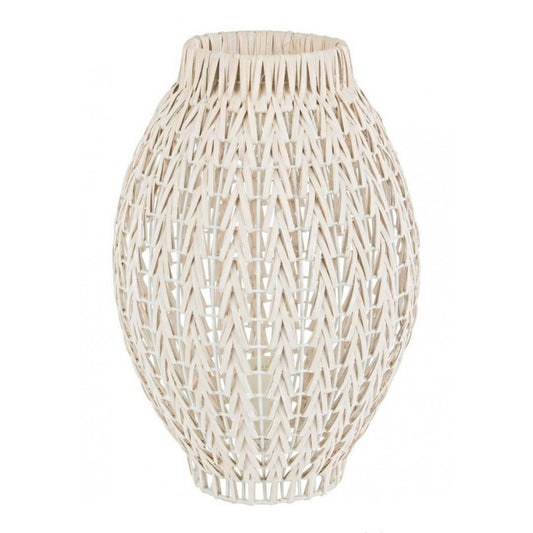 Lampada da tavolo in rattan sbiancato H51