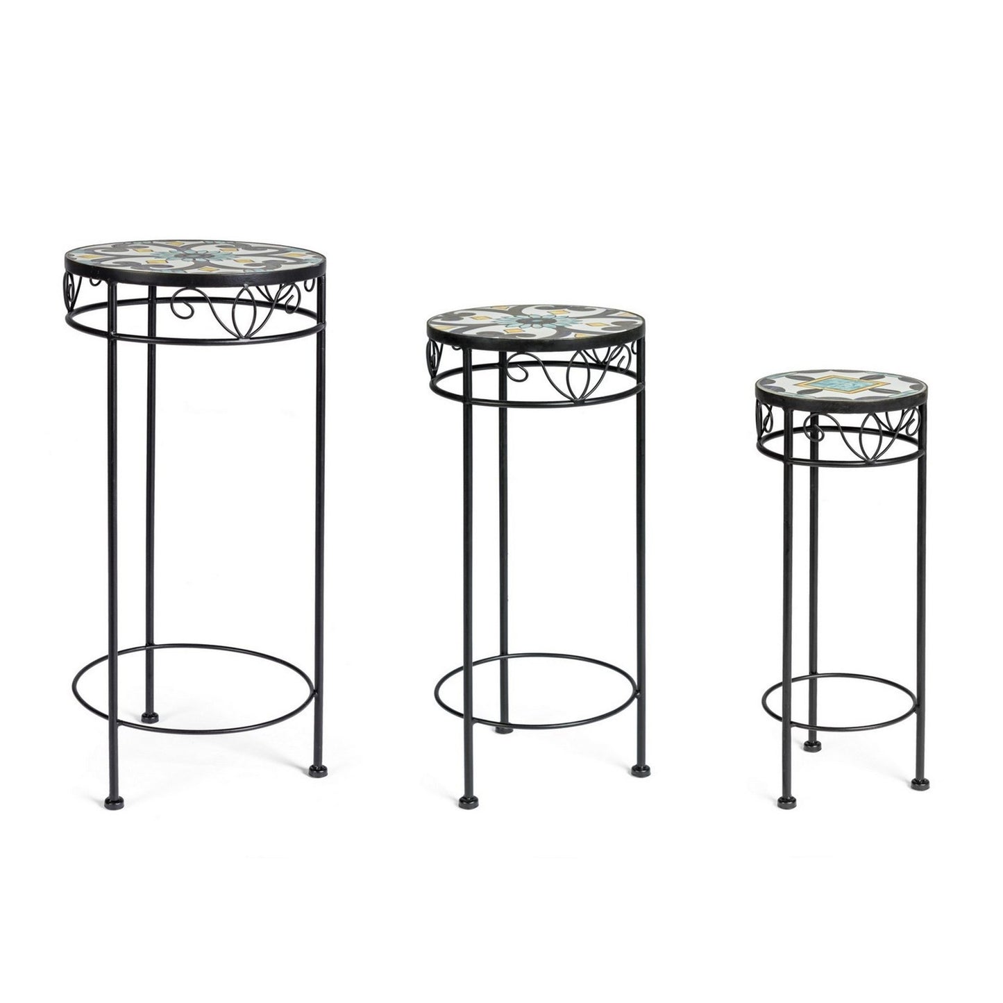 Tavolino rotondo 30x68 cm in ceramica e acciaio