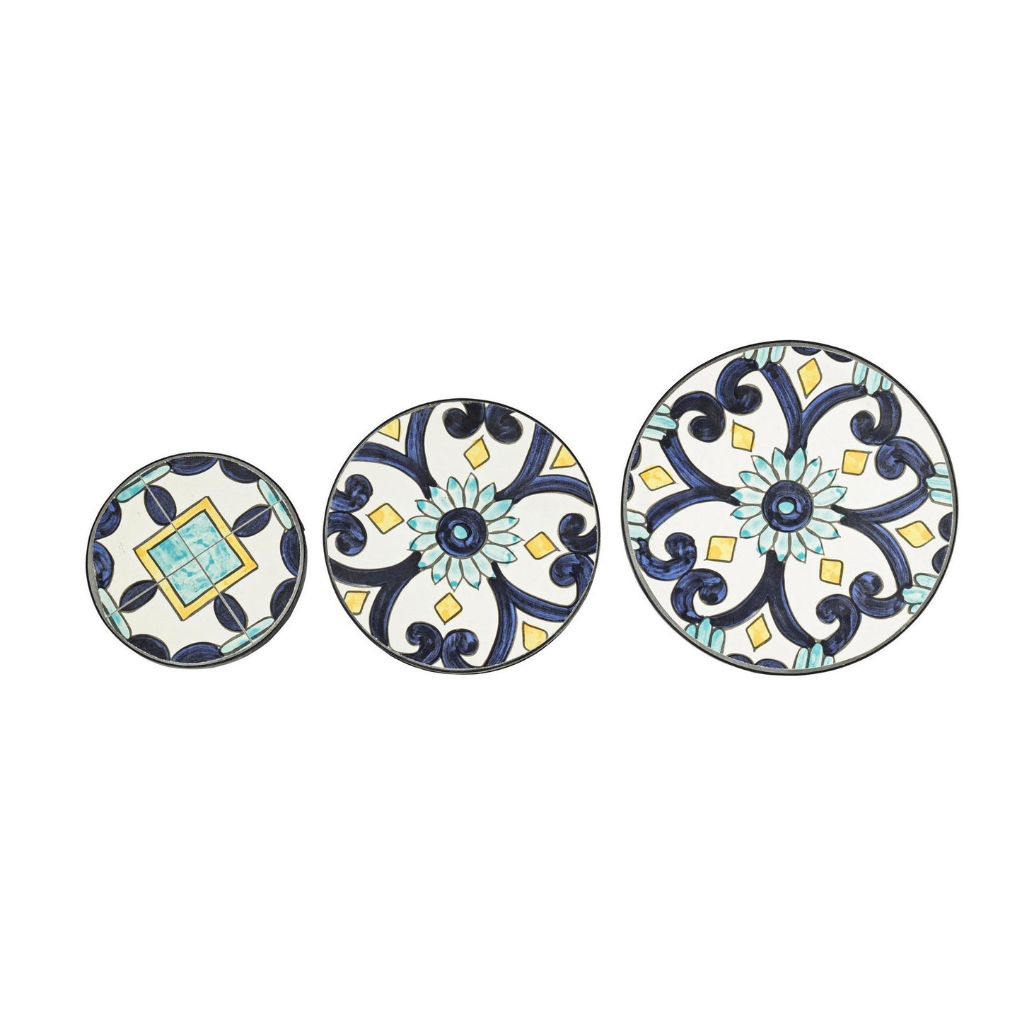 Tavolino rotondo 30x68 cm in ceramica e acciaio