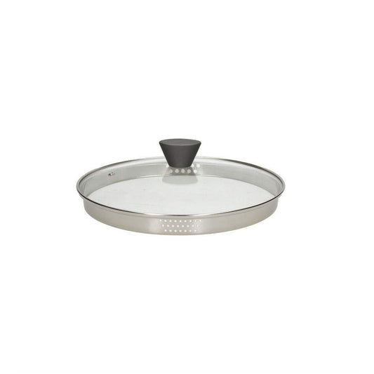 Tapa Colador Borde Acero 16 Cm Cristal Transparente