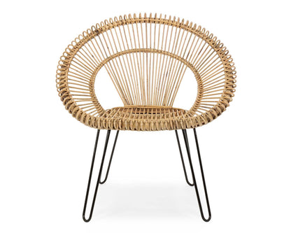Natural Esteban Sessel in Rattan und Stahl - elegantes Design für Innen- und Außenbereiche