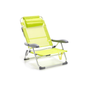 Foldable relaxing beaches in Lemon Textilene - Dimensions: 104x60xh71 cm