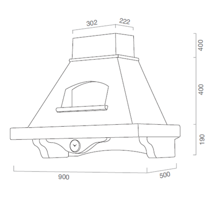 AIDA white rustic kitchen hood with tobacco colored wooden frame with 90 cm clock