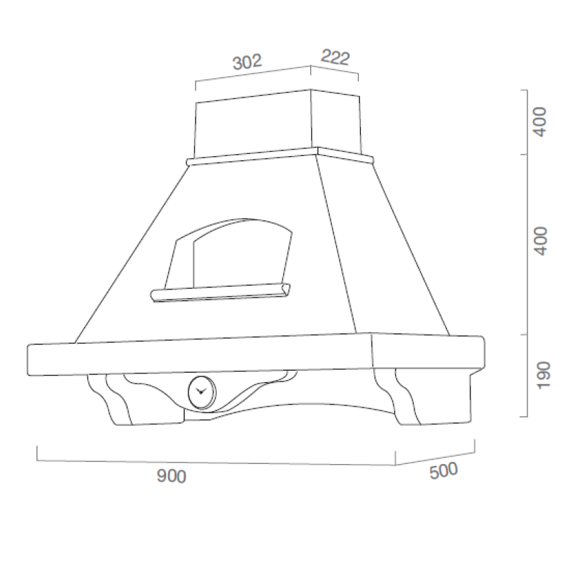 AIDA white rustic kitchen hood with tobacco colored wooden frame with 90 cm clock