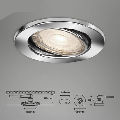 Set of 3 adjustable Sten recessed spotlights GU10 Ø 8.6 cm chrome