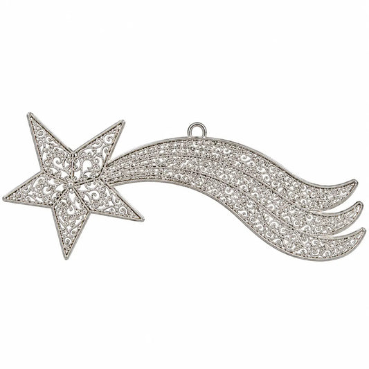 Stella cometa decorativa argento in blister 24 cm