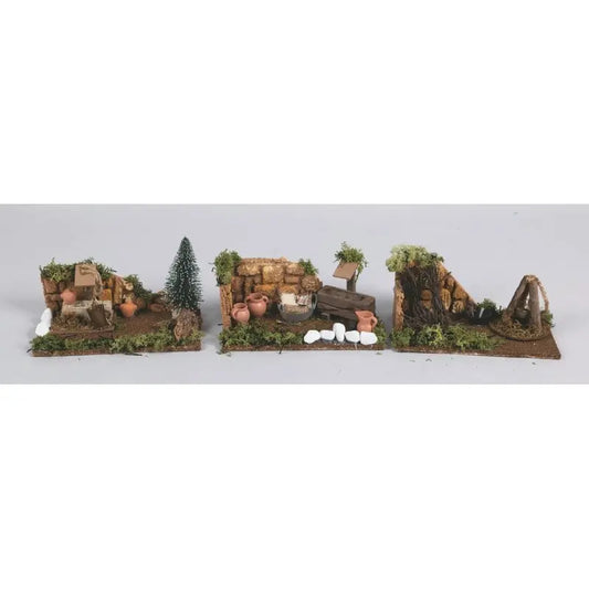 Scena su base in legno h 10 cm con accessori stalla - 1 pezzo assortito