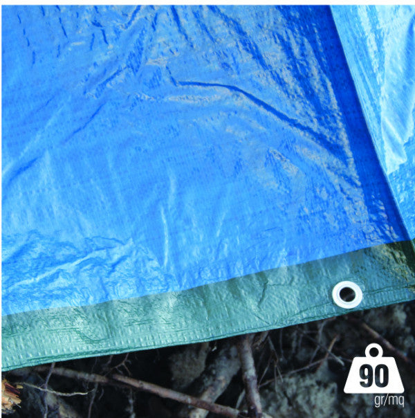 Lona con ojales azul/verde 6x8m