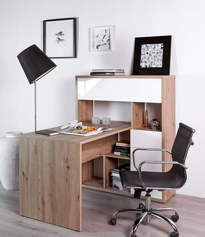 Combo shelf with artisan oak desk 130.9x132.5x109.7 cm
