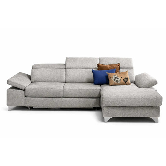 Giglio 3-Sitzer-Schlafsofa mit linker Chaiselongue aus silbernem Stoff 285 x 171/104 cm