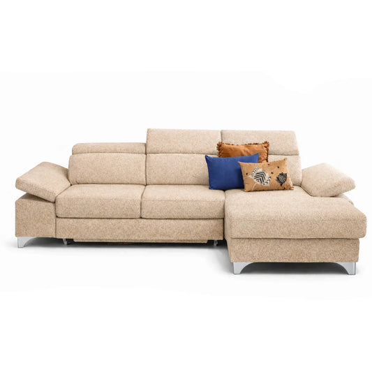 Giglio 3-Sitzer-Schlafsofa mit linker Chaiselongue aus sandfarbenem Stoff 285 x 171/104 cm