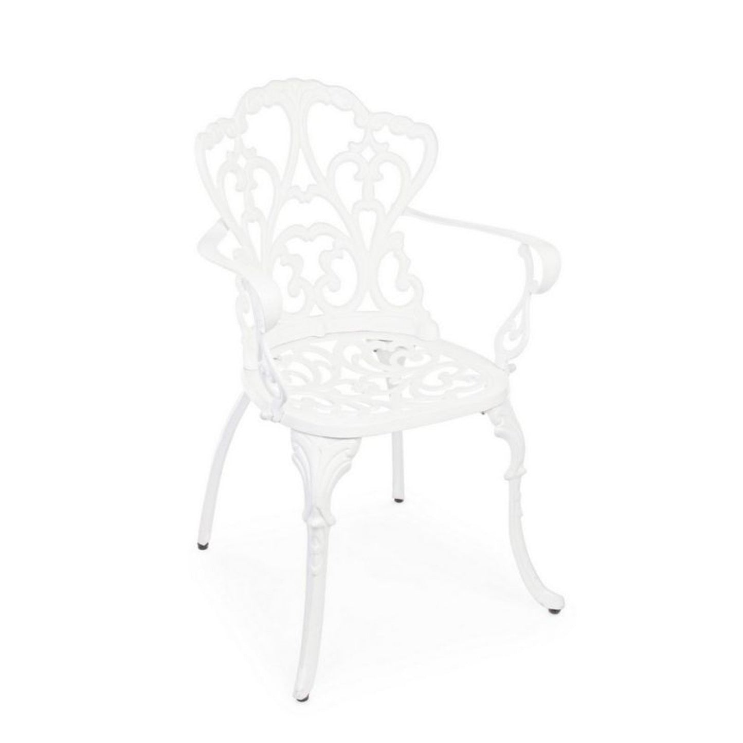 Sedia in alluminio bianca con braccioli 57,5x58x87,5