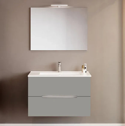 Mueble de baño Iris con lavabo y espejo LED 106 cm roble gris