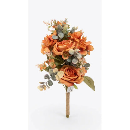 Mazzo frontale rose e ortensie artificiali 50 cm con 8 fiori - 1 pezzo assortito