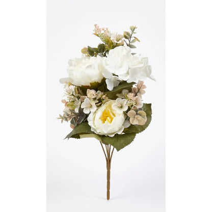 Mazzo frontale peonie e ortensie artificiali 50 cm con 8 fiori - 1 pezzo assortito