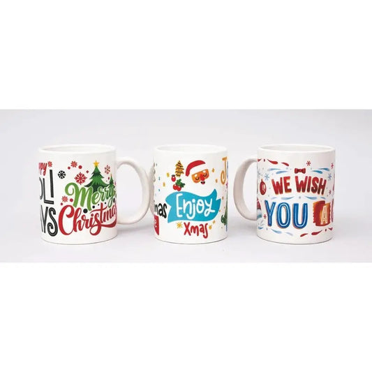 Tazza in ceramica con scritte colorate Ø 8x9,5h  - 1 pezzo assortito