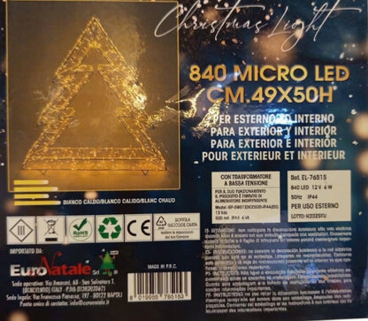 Albero decorativo in metallo con 840 LED bianco caldo 49x50 - uso interno e esterno