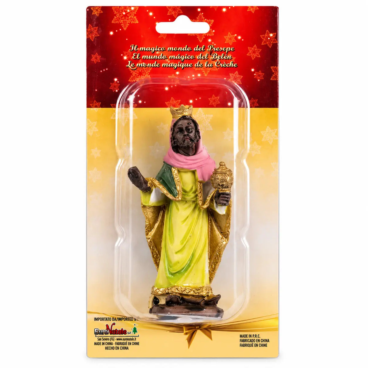 Statuetta Re Magio Gaspare in resina in blister h 6 cm