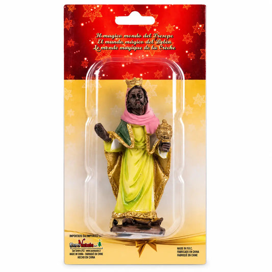 Statuetta Re Magio Gaspare in resina in blister h 6 cm