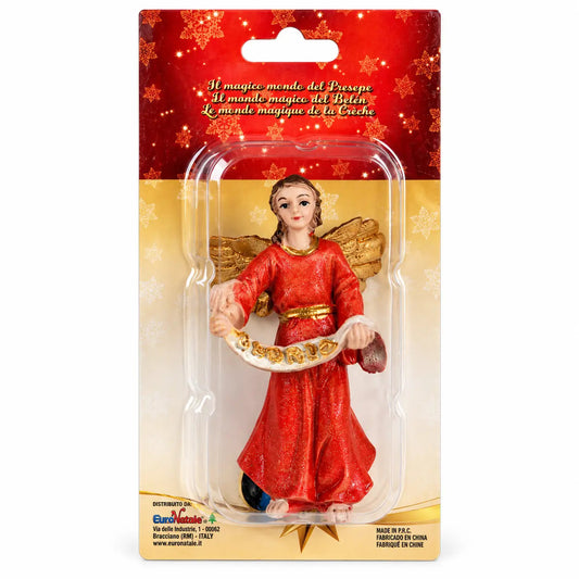 Statuetta Angelo in resina con vestito azzurro in blister h 6 cm