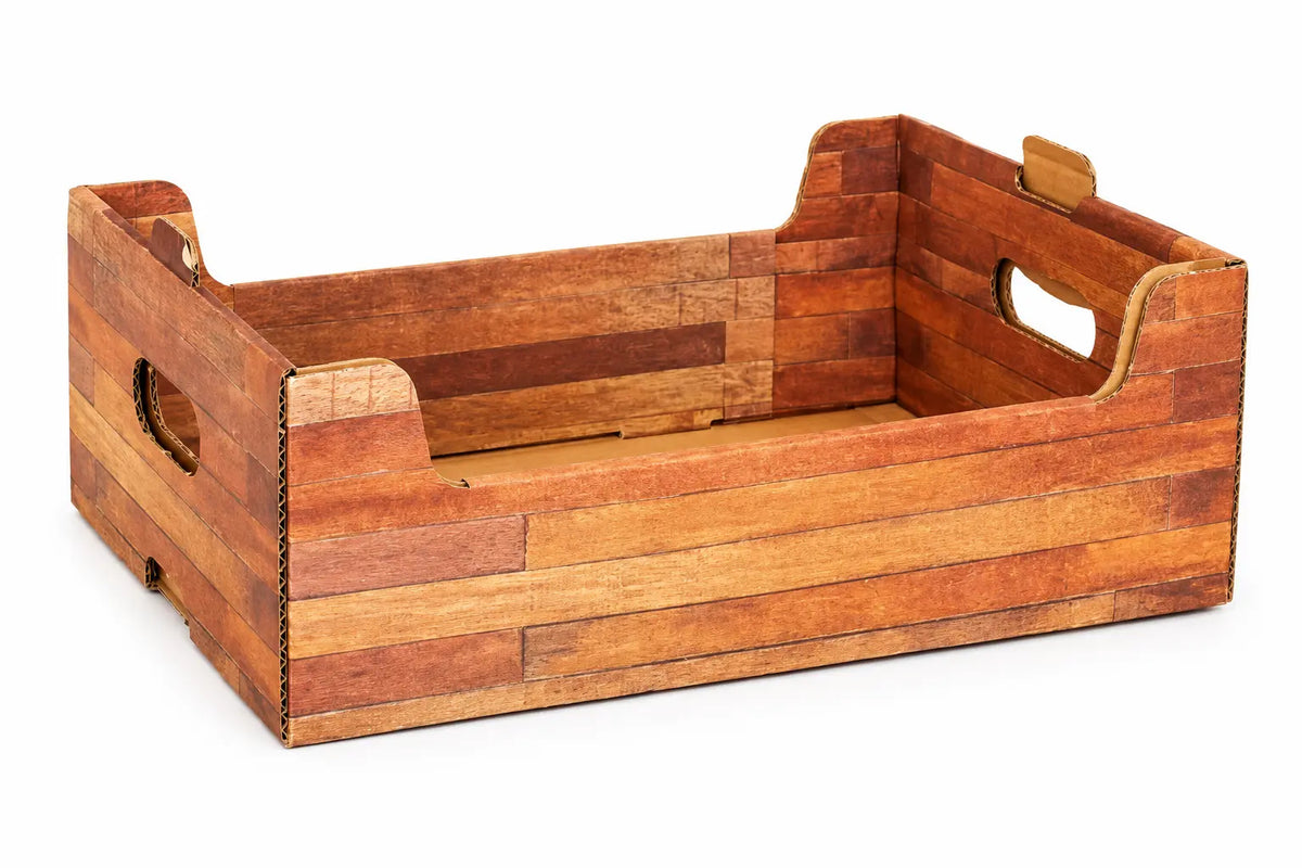 Cassetta in cartone effetto legno cm 40 x 29 x 14 h - 1 pezzo assortito