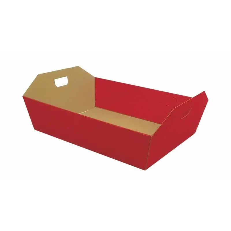 Cesta in cartone ondulato rossa con manici cm 31 x 24,5 x 6 h