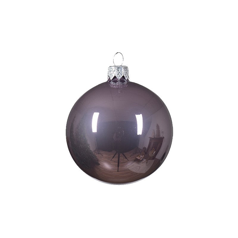Set 6 palline di Natale in vetro lilla lucido Ø8 cm