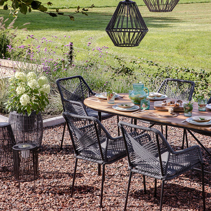 Seville Gray Stackable Chair In Pp With Outdoor Rope With Cushion