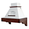 GIADA MAX white rustic kitchen hood with wooden frame in tobacco color inlay 120 cm
