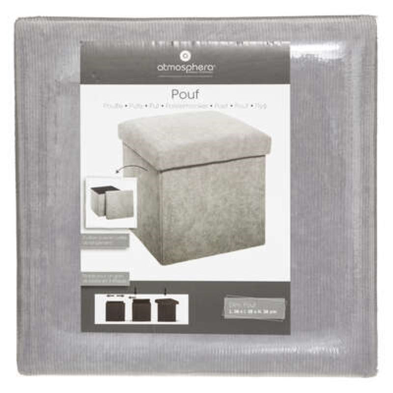 Folding pouf in gray fabric L 38 x D 38 x H 38 cm