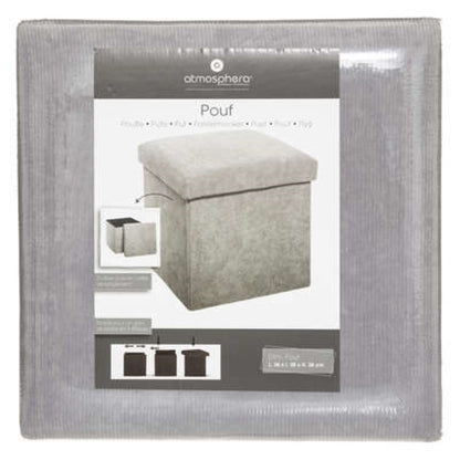 Folding pouf in gray fabric L 38 x D 38 x H 38 cm